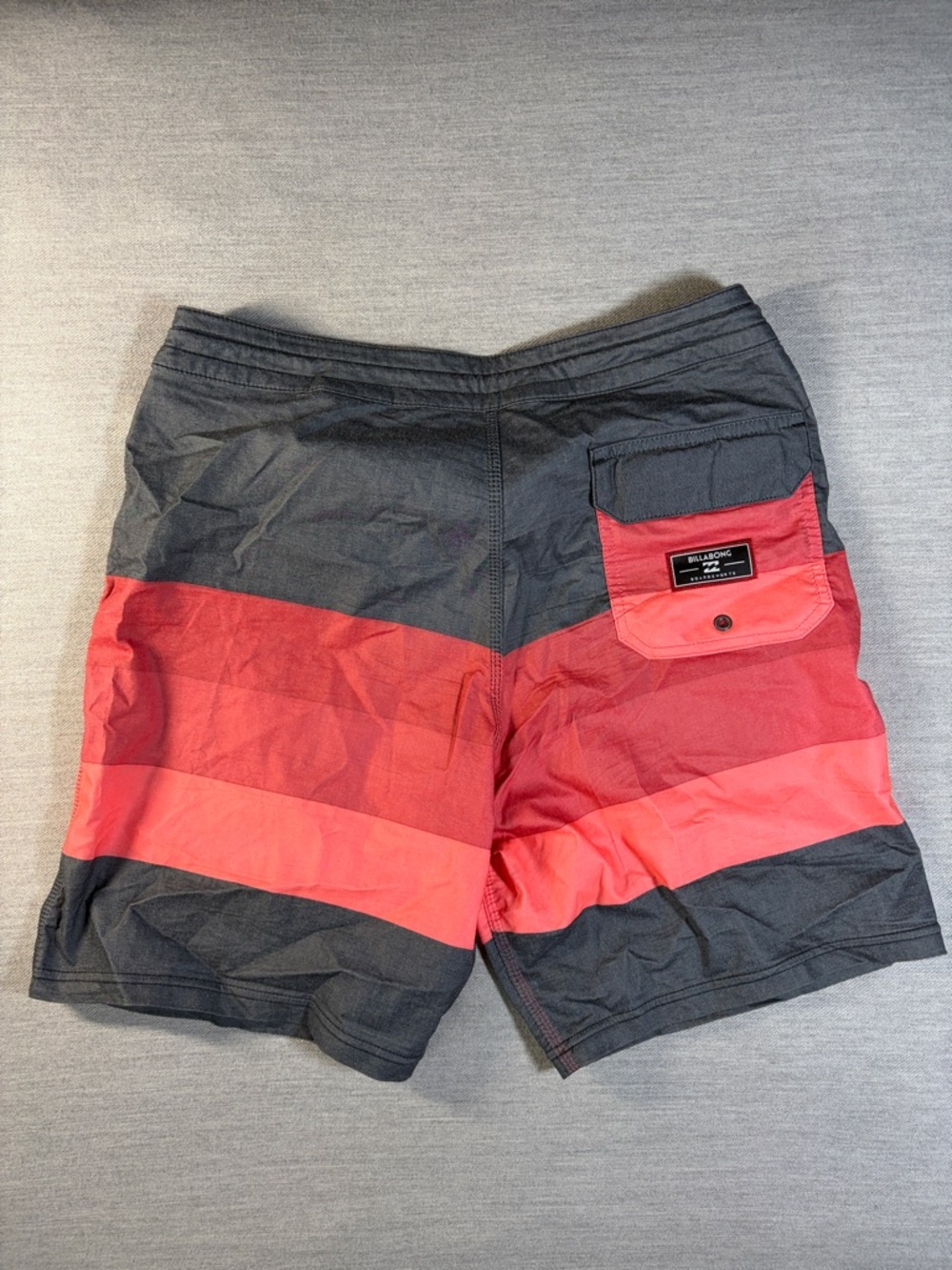 Billabong Men’s Charcoal & Red Striped Boardshorts